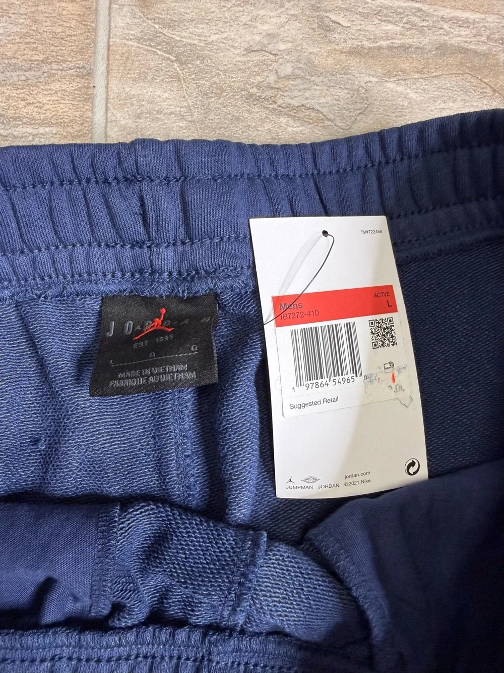 Air Jordan MVP Loopback Fleece Shorts Mens Size Large Blue IB7272-410 NWT